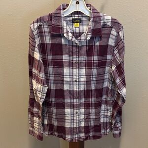 Cabela's Burgundy and White Plaid Shirt